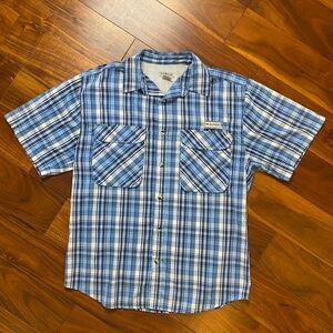 EUC Men’s Size M, Sun River Clothing Co. RealTree Blue Plaid Short Sleeve Shirt